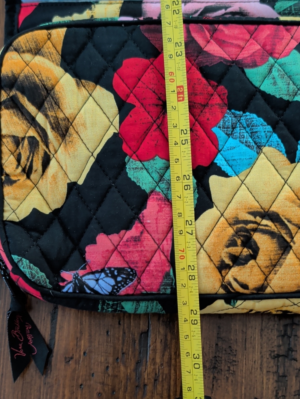 Vera Bradley Havana Rose Black Quilted Hanging Travel Cosmetic Bag New SALE!! - Picture 12 of 14